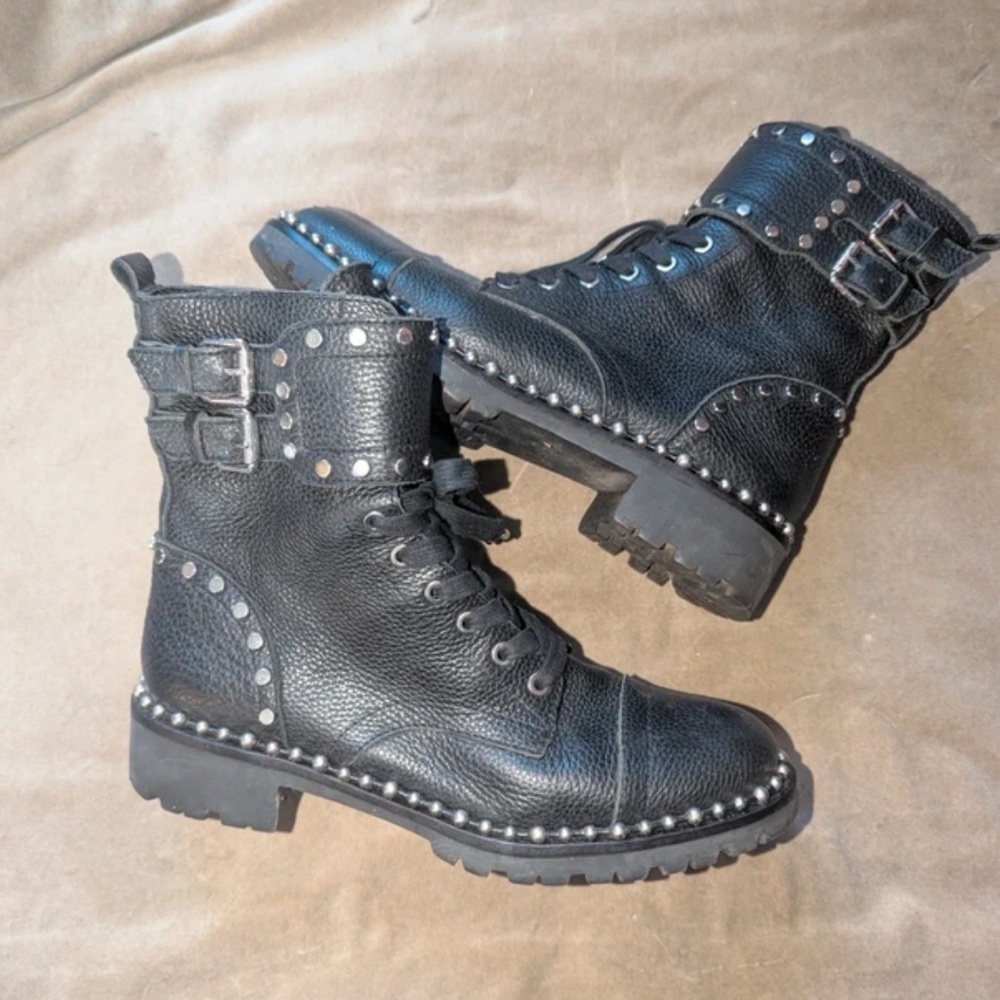 Sam Edelman Black Studded Combat Boots